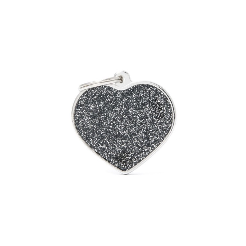 Gl03Black Corazón Purpurina Gde NG