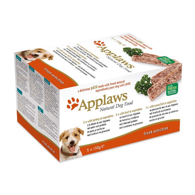 Applaws Dog Paté 150g Multipack Pavo, Ternera y Pescado 5x150 (4uds)